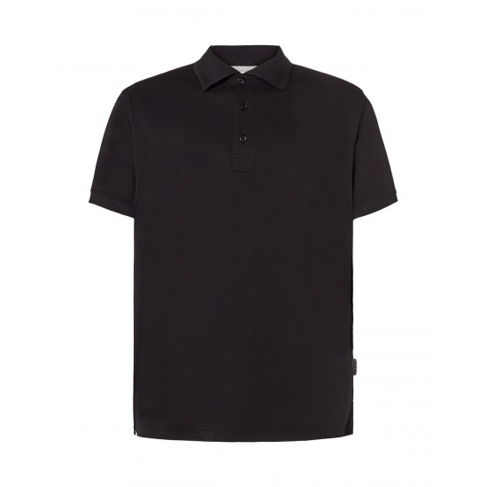 Man Heavy Sport Pique Polo | Black-Silver | XXL