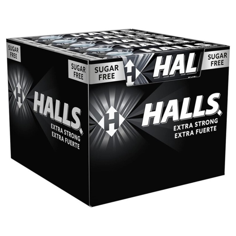 CONJ.20 PACOTES CARAMELOS HALLS EXTRA STRONG S/AÇUCAR 32GRS