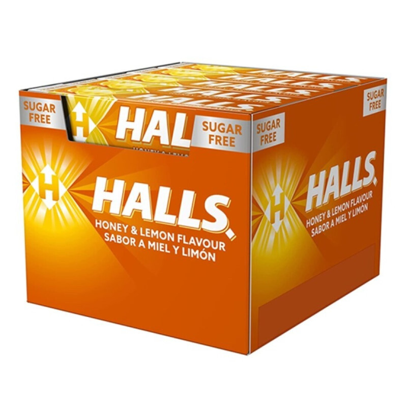 CONJ.20 PACOTES CARAMELOS HALLS SABOR MEL/LIMAO S/AÇUCAR 32G