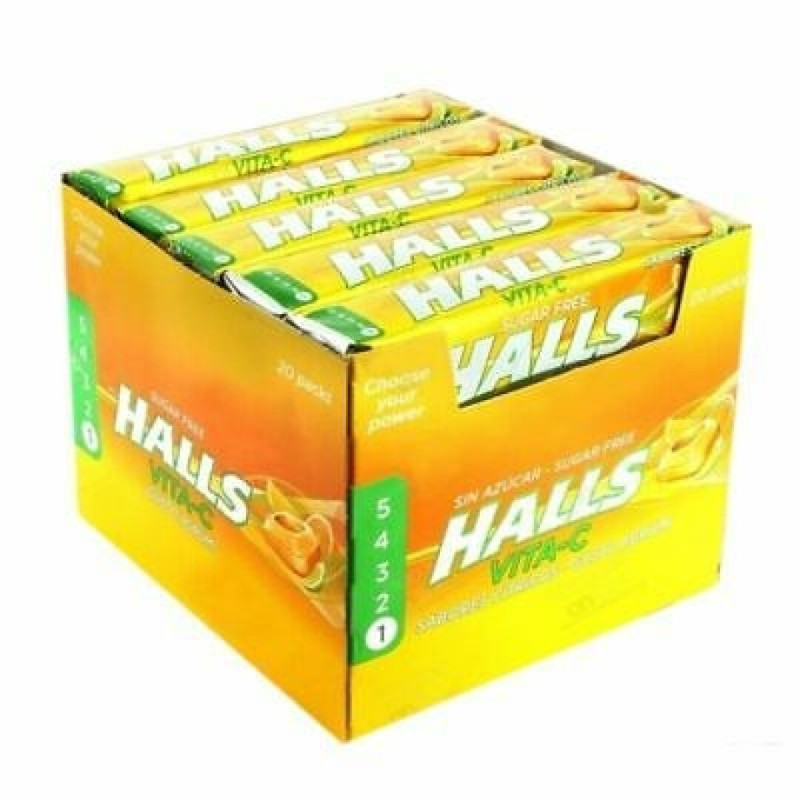 CONJ.20 PACOTES CARAMELOS HALLS CITRICOS MIX S/AÇUCAR 32GRS