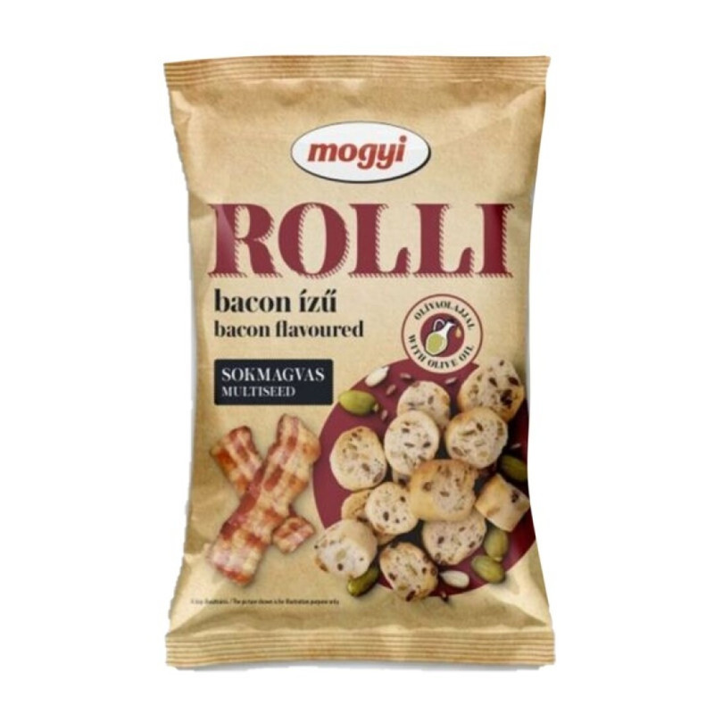 MINI TOSTA COM CEREAIS E SABOR BACON MOGYI ROLLI 65GRS