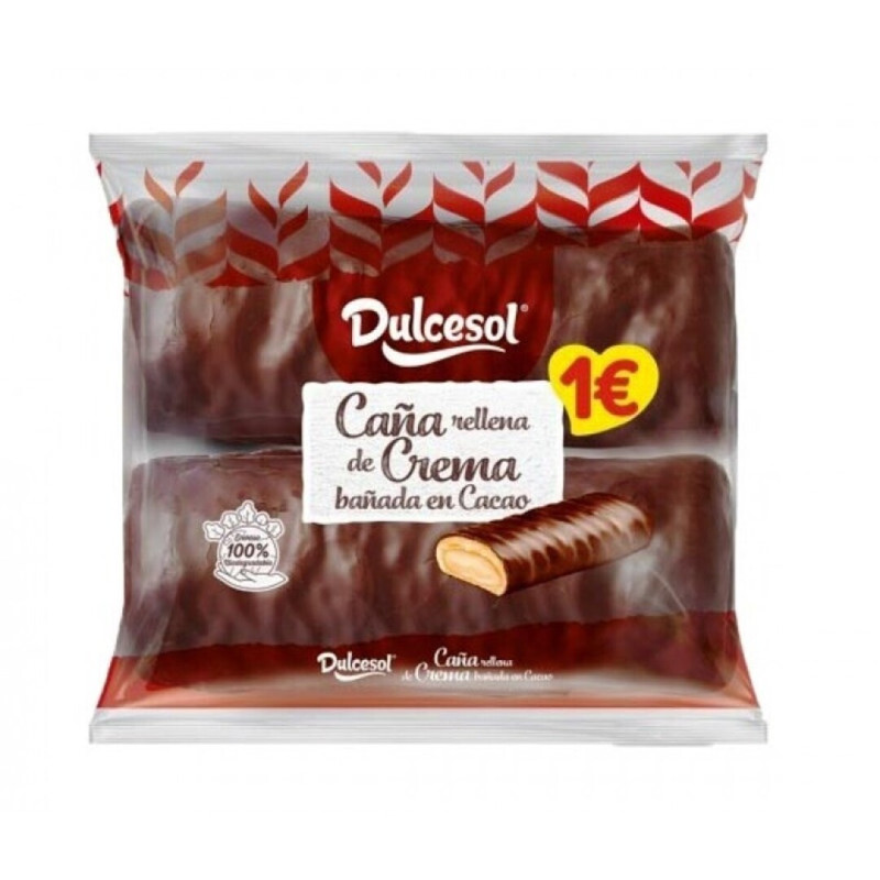 DULCESOL BOLOS CANA CREME BANHADA CACAO 3 UNID.