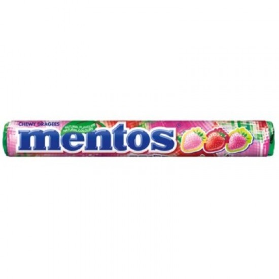 MENTOS CONJ.20 TUBOS CARAMELOS MORANGO (20*37.5GRS)