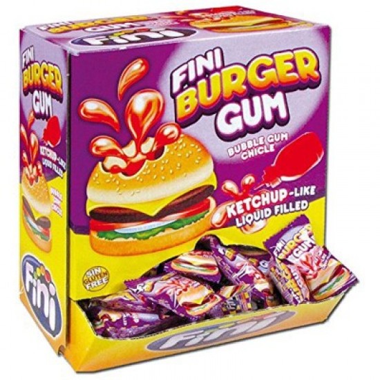 FINI CONJ.200 CHICLE BURGUER GUM KETCHUP+LIQUID FILLED