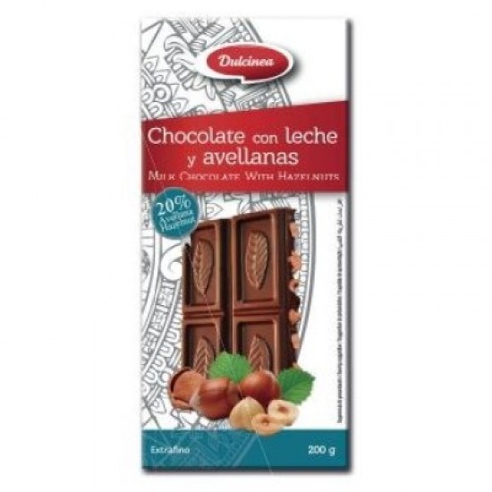 DULCINEA CHOCOLATE LEITE E AVELÃS TORRADAS INTEIRAS 200GRS