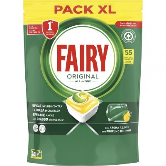 FAIRY ORIGINAL ALL IN ONE CAPSULAS P/MAQ.LOIÇA PACK XL 55UNI