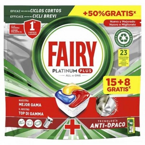 FAIRY PASTILHAS MAQUINA LOIÇA PLATINUM PLUS 15+8 GRATIS