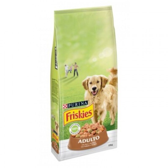 FRISKIES ALIMENTO COMPLETO P/CAES ADULTOS AVES/VERDURAS 15KG