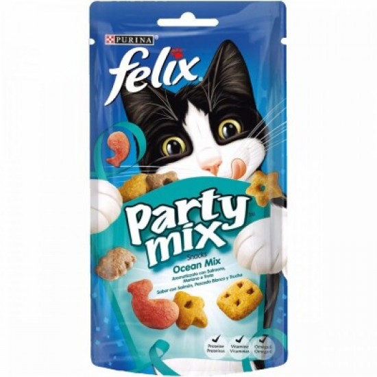 PURINA FELIX SNACKS PARTY MIX OCEAN 60GRS