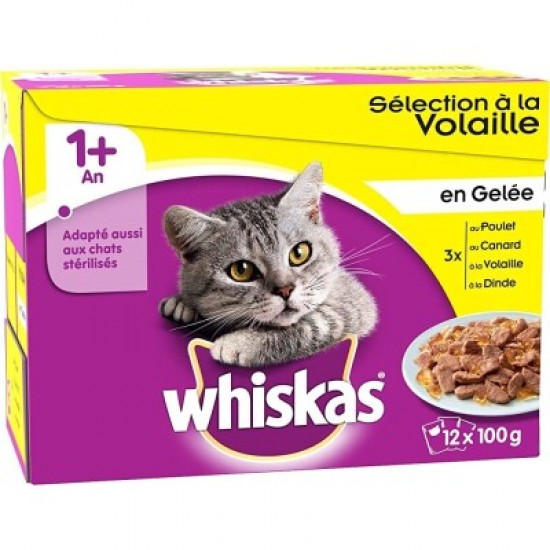 WHISKAS SAQUETAS GALINHA 12*100GRS